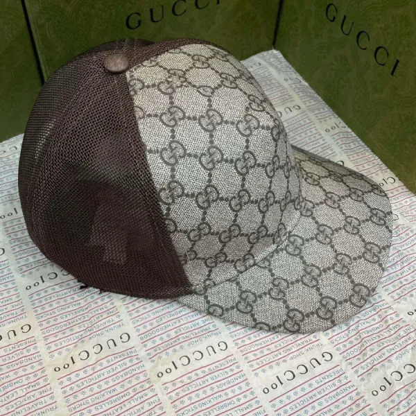 Mũ Nam Gucci Hat With Monogram Pattern Mesh Back 76332 4HA4U 9764 Màu Nâu Be Size S