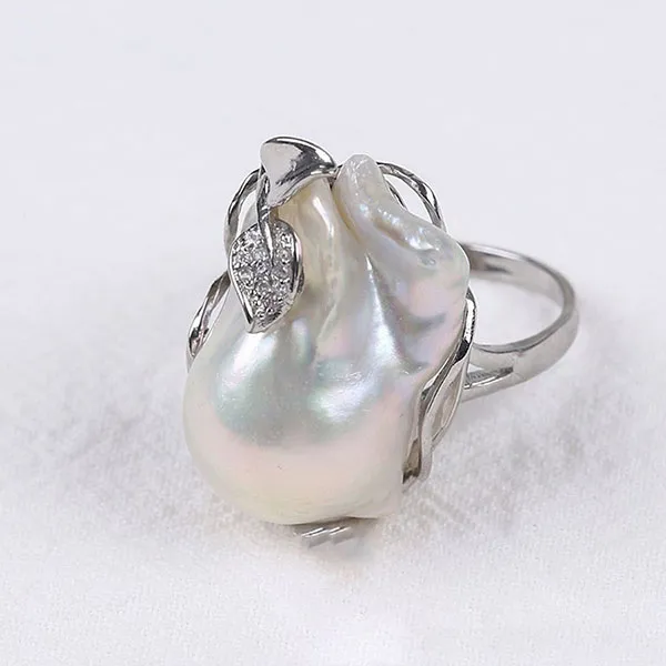 Nhẫn Nữ Jessica Pearl Baroque JSR25 Màu Trắng Bạc