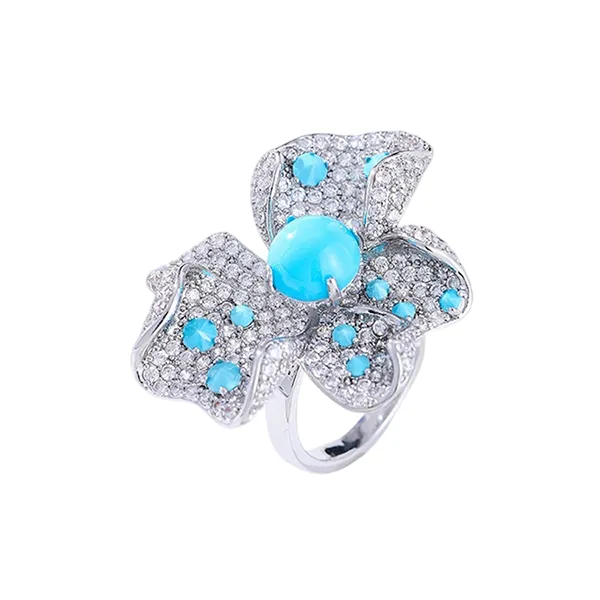Nhẫn Nữ Kya Jewel Gentle Bloom KSR6-X Màu Xanh Bạc