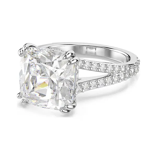 Nhẫn Nữ Swarovski Constella Cocktail Ring 5642630 Cushion Cut, Pavé, White, Rhodium Plated Màu Trắng Bạc Size 52