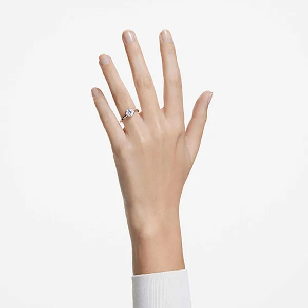 Nhẫn Nữ Swarovski Stilla Cocktail Ring Round Cut White Silver Tone Finish 5717939 Màu Trắng Bạc Size 55