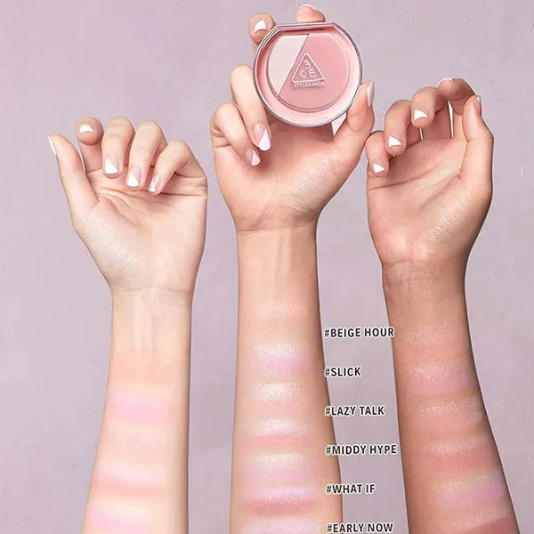 Phấn Má Hồng Và Bắt Sáng 3CE Blushlighter Middy Hype Màu Hồng Đất