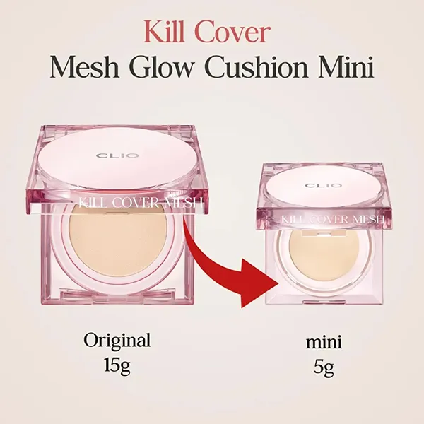 Phấn Nước Clio Kill Cover Mesh Glow Essential Cushion SPF50+ PA++++ Tone 21N Mini 5g