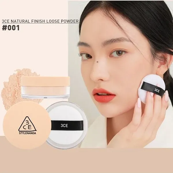 Phấn Phủ 3CE Natural Finish Loose Powder Tone #001 Light Beige 8.5g