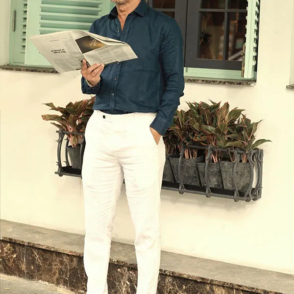 Quần Dài Nam F2 Fashion & Freedom Linen DN01-T-28-0119 Màu Trắng Size 28