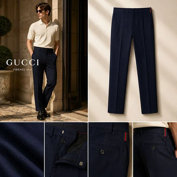 Quần Dài Nam Gucci 773982 ZAPBX 265 Màu Xanh Navy Size 44