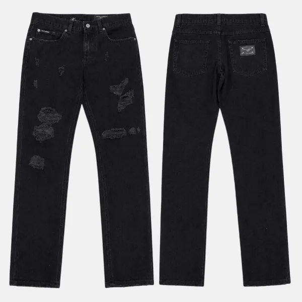 Quần Jean Nam Dolce & Gabbana D&G Washed Regular Fit With Sport Tag GYJCCD G8LL3 Màu Đen Size 44