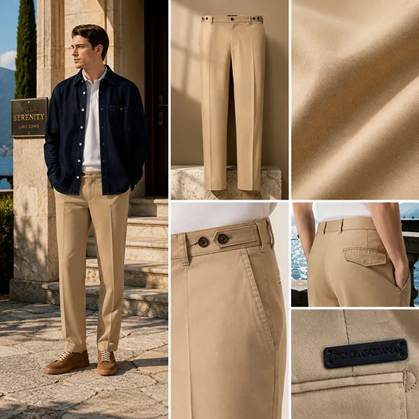 Quần Kaki Dolce & Gabbana D&G Black Khaki Pants With Front Pockets GP19VTFUFJ9M0263 Màu Be Size 48