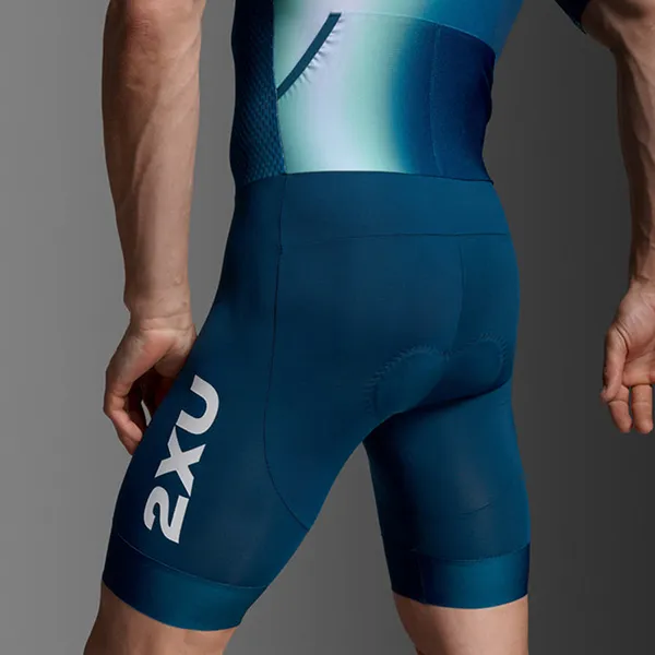 Quần Ngắn Thể Thao 2XU Men's Aero Hex Sleeved Trisuit MT7394d-JLM/MAJ Màu Xanh Blue Size S