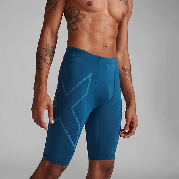 Quần Ngắn Thể Thao 2XU Mens Light Speed Compression Shorts MA5331b-MAJ/MRF Màu Xanh Blue Size S