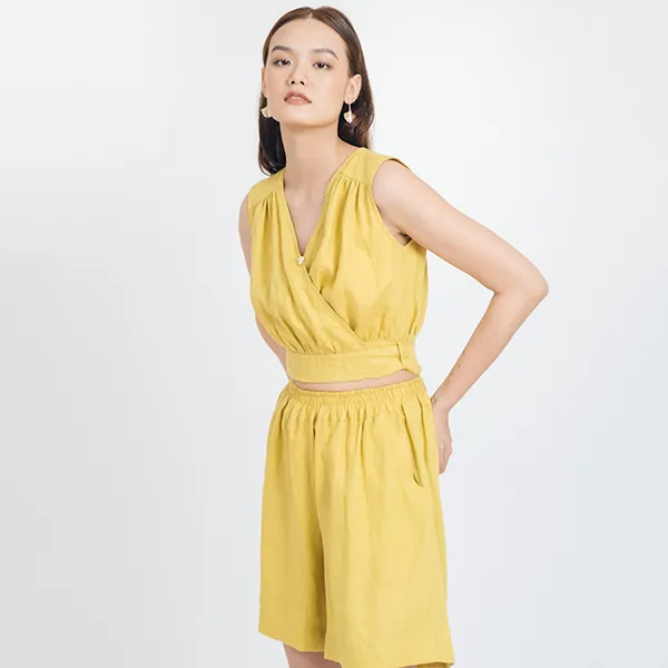 Quần Short Linen Nữ F2 Fashion & Freedom Brighter Day QS58-V-S-1121 Màu Vàng Size S