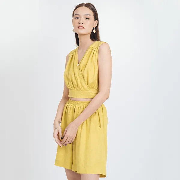 Quần Short Linen Nữ F2 Fashion & Freedom Brighter Day QS58-V-S-1121 Màu Vàng Size S
