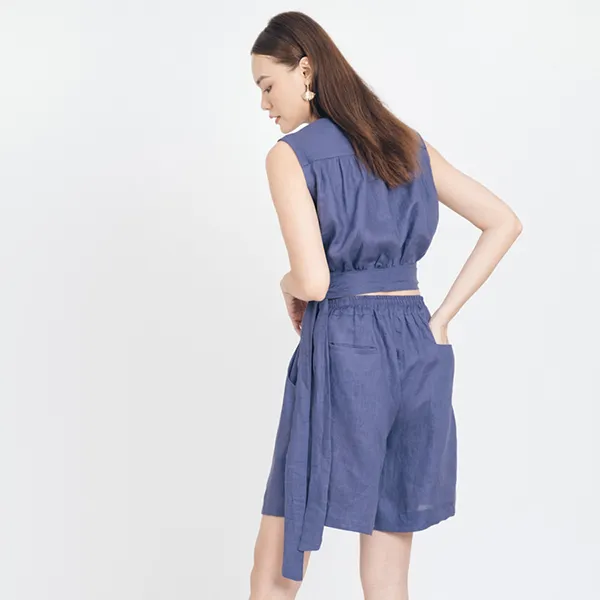 Quần Short Linen Nữ F2 Fashion & Freedom Brighter Day QS58-XT-S-1121 Màu Xanh Tím Size S