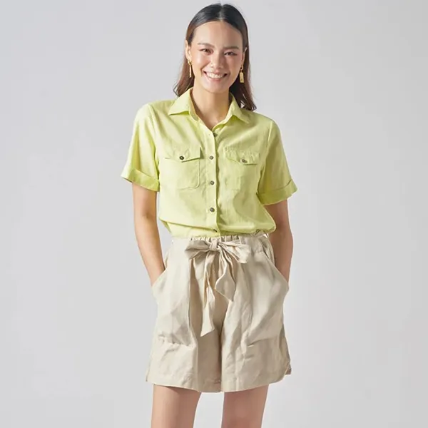 Quần Short Linen Nữ F2 Fashion & Freedom QS34-KB-S-0122 Màu Kem Size S