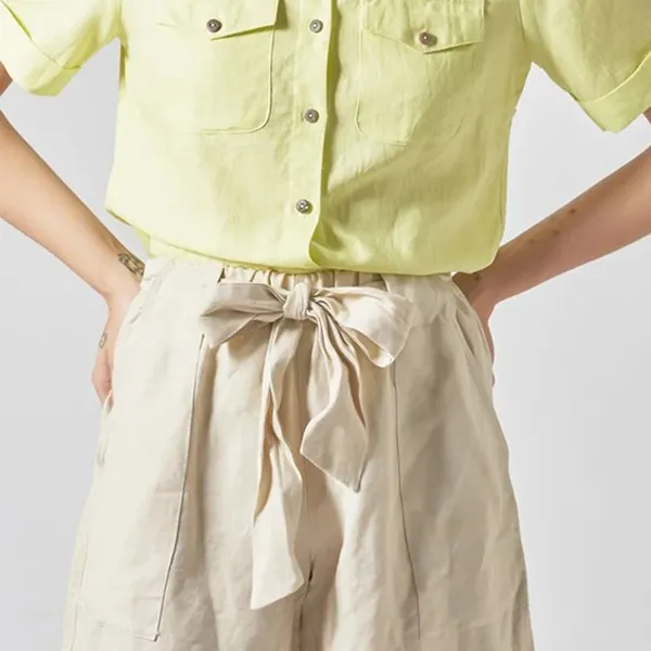Quần Short Linen Nữ F2 Fashion & Freedom QS34-KB-S-0122 Màu Kem Size S