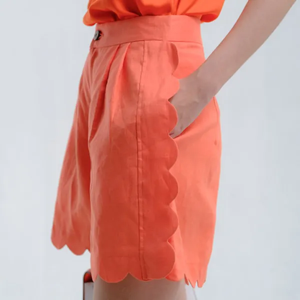 Quần Short Linen Nữ F2 Fashion & Freedom QS62-C-S-0422 Màu Cam Size S