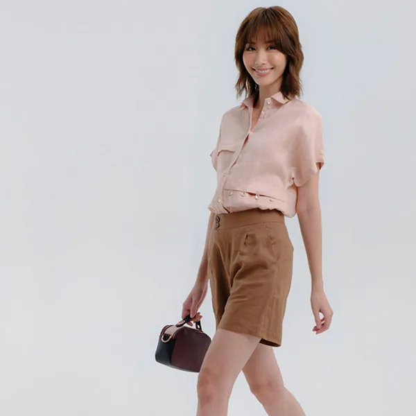 Quần Short Nữ F2 Fashion & Freedom Linen QS67-N-S-0422 Màu Nâu Size S