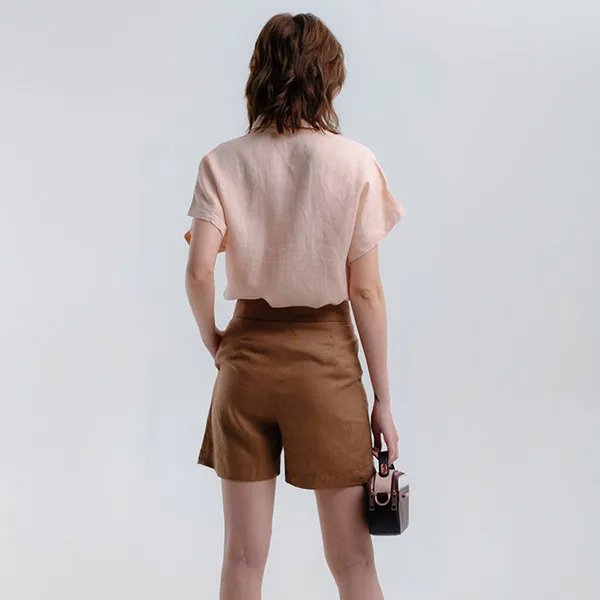 Quần Short Nữ F2 Fashion & Freedom Linen QS67-N-S-0422 Màu Nâu Size S