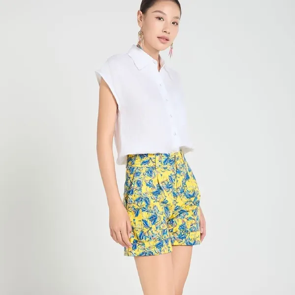 Quần Short Nữ F2 Fashion & Freedom A Touch Of Effortless Elegance QS69-VX-S-0622 Màu Vàng - Xanh Size S