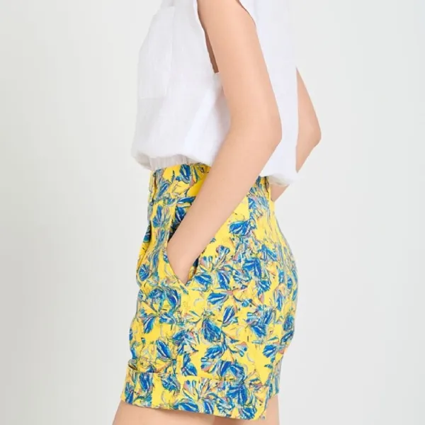 Quần Short Nữ F2 Fashion & Freedom A Touch Of Effortless Elegance QS69-VX-S-0622 Màu Vàng - Xanh Size S