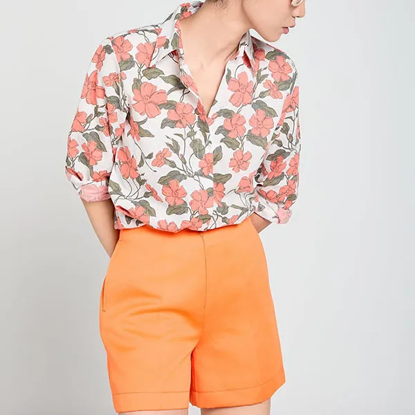 Quần Short Nữ F2 Fashion & Freedom Gấm A Touch Of Effortless Elegance QS95-C-S-0524 Màu Cam Size S