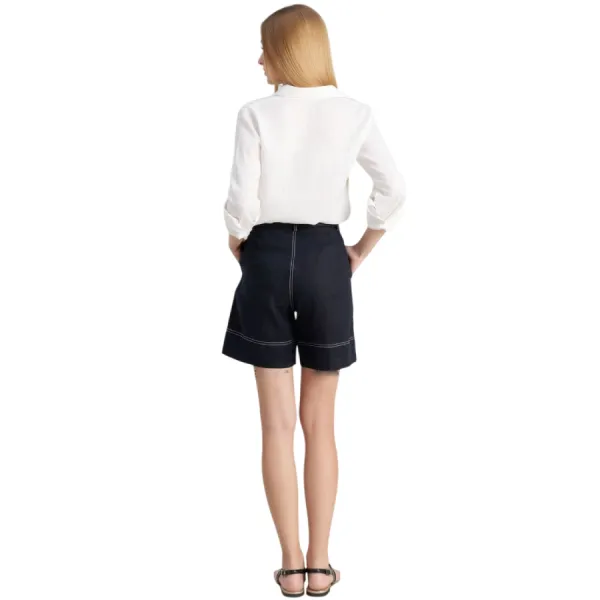 Quần Short Nữ F2 Fashion & Freedom Linen Hello New Day QS84-XD-S-0323 Màu Xanh Đen Size S