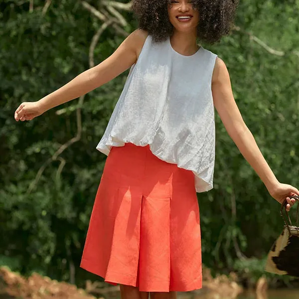 Quần Short Nữ F2 Fashion & Freedom Linen Into The Wood QS41-C-S-0524 Màu Cam Size S