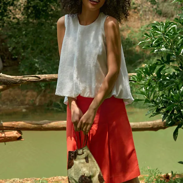 Quần Short Nữ F2 Fashion & Freedom Linen Into The Wood QS41-C-S-0524 Màu Cam Size S