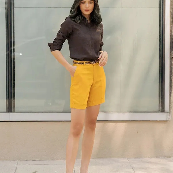 Quần Short Nữ F2 Fashion & Freedom Linen QS27-VT-S-0420 Màu Vàng Size S