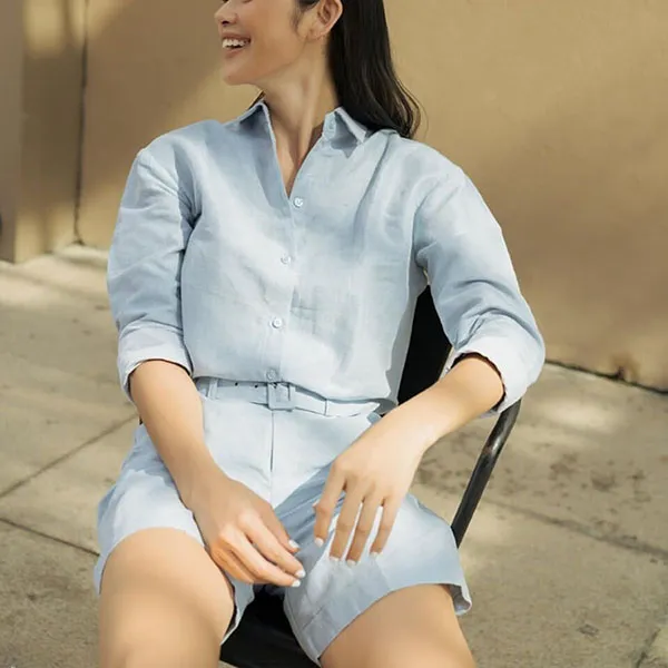 Quần Short Nữ F2 Fashion & Freedom Linen QS27-X-S-0420 Màu Xanh Nhạt Size S