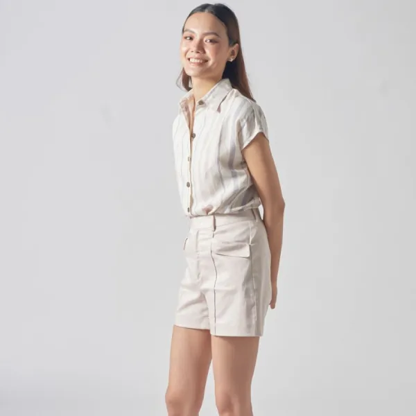 Quần Short Nữ F2 Fashion & Freedom Linen QS54-H-S-1021 Màu Hồng Nhạt Size S