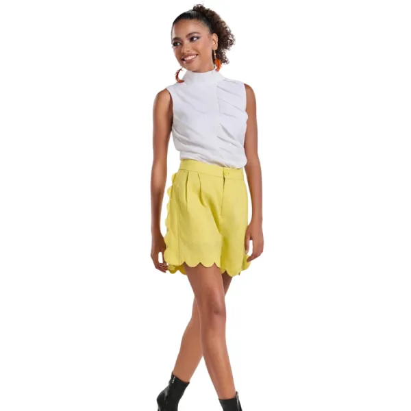 Quần Short Nữ F2 Fashion & Freedom Linen QS62-Vàng Lemon-S-0623 Màu Vàng Chanh Size S