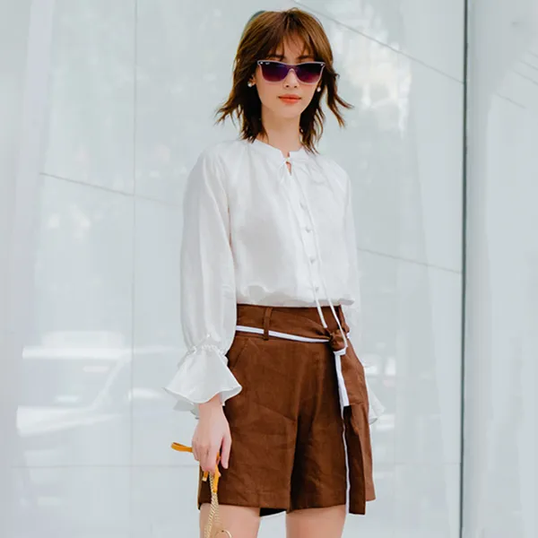 Quần Short Nữ F2 Fashion & Freedom Linen QS67-N-S-0422 Màu Nâu Size S