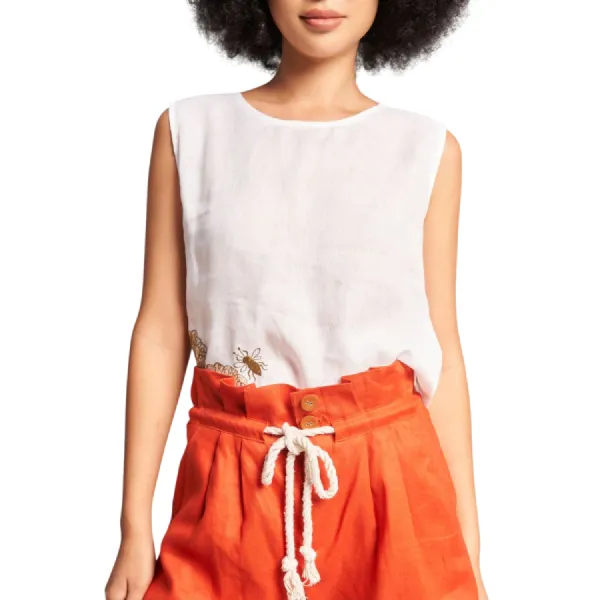 Quần Short Nữ F2 Fashion & Freedom Linen QS86-C-S-0623 Màu Cam Size S
