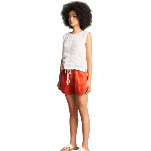 Quần Short Nữ F2 Fashion & Freedom Linen QS86-C-S-0623 Màu Cam Size S