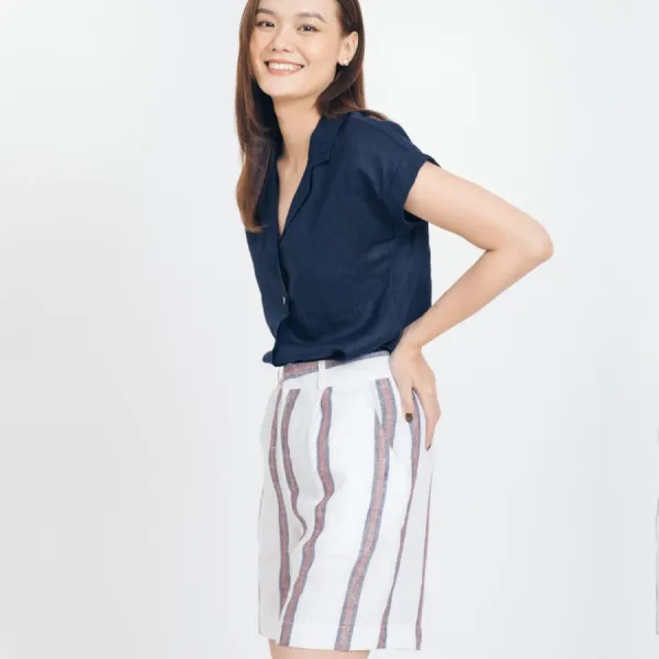 Quần Short Nữ F2 Fashion & Freedom Linen Tender Drit QS52-S3M-S-1021 Màu Trắng Size S