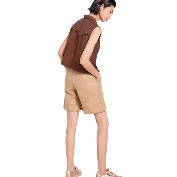 Quần Short Nữ F2 Fashion & Freedom Linen Tender Drit QS81-B-S-1022 Màu Be Size S