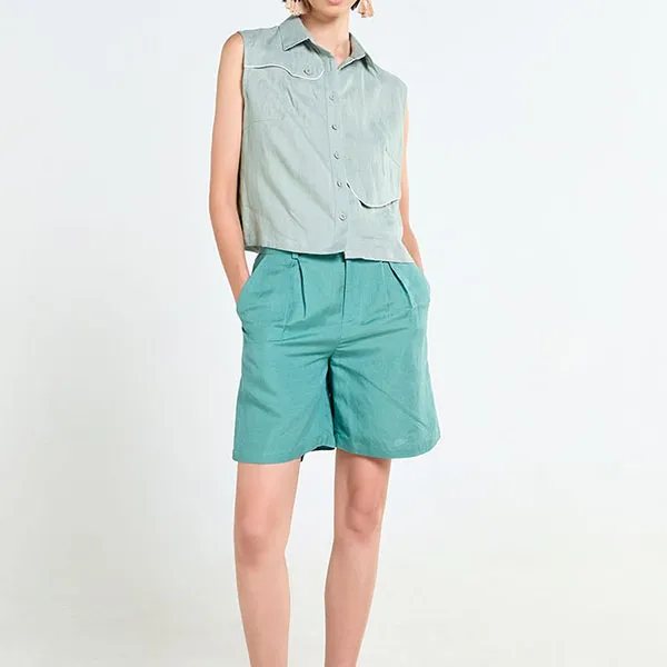 Quần Short Nữ F2 Fashion & Freedom Linen Tender Drit QS89-XLA NHAT-S-0324 Màu Xanh Lam Size S