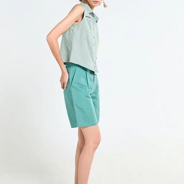 Quần Short Nữ F2 Fashion & Freedom Linen Tender Drit QS89-XLA NHAT-S-0324 Màu Xanh Lam Size S