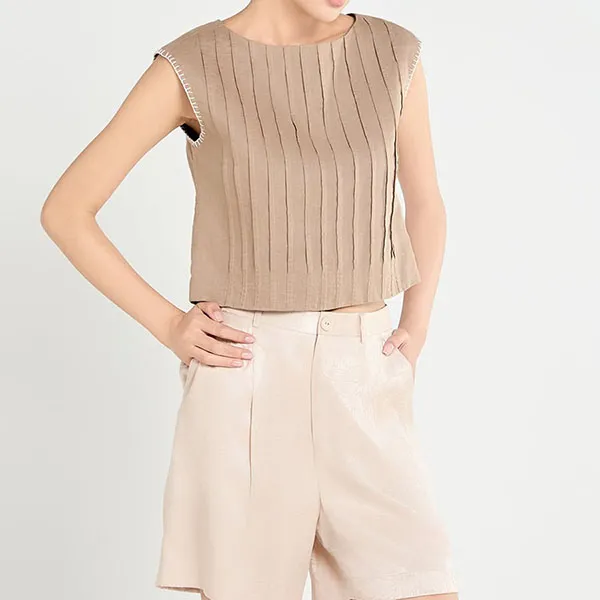 Quần Short Nữ F2 Fashion & Freedom Lụa A Touch Of Effortless Elegance QS91-K-S-0524 Màu Kem Họa Tiết Size S