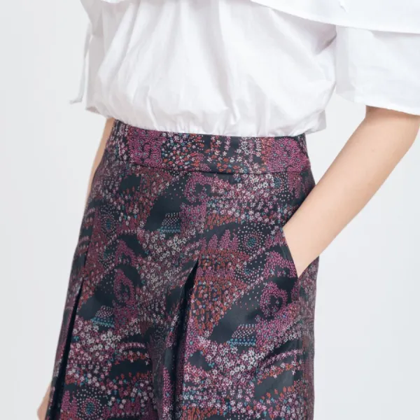 Quần Short Nữ F2 Fashion & Freedom Purple Brocade Shorts With Ethnic Pattern QS51-TC-S-1021 Màu Tím Size S