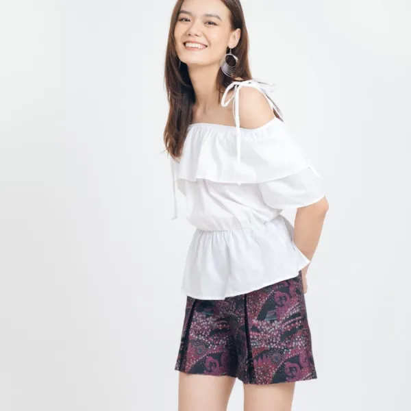 Quần Short Nữ F2 Fashion & Freedom Purple Brocade Shorts With Ethnic Pattern QS51-TC-S-1021 Màu Tím Size S
