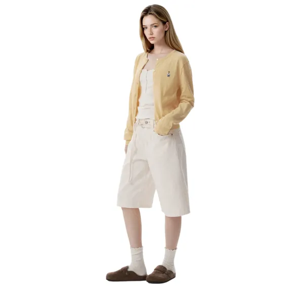 Quần Short Nữ WHOAU Bermuda Denim WHTJG2443F-64CREAM Màu Trắng Kem