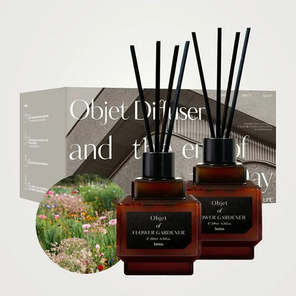 Set 2 Chai Tinh Dầu Nước Hoa Khuếch Tán Hương Thơm Hetras Objet Diffuser Flower Gardener (200ml x 2)
