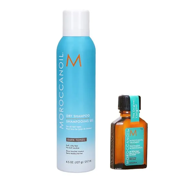 Set Dầu Gội Khô Moroccanoil Dry Shampoo Dark Tones 217ml + Dầu Dưỡng Treatment Original For All Hair 15ml