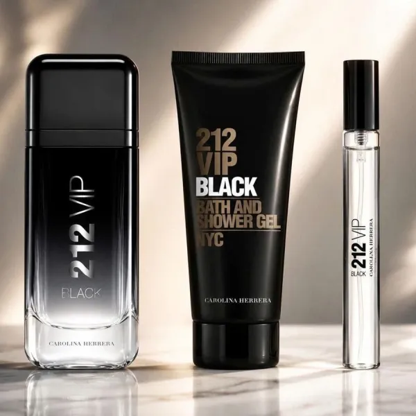 Set Nước Hoa + Sữa Tắm Cho Nam Carolina Herrera 212 VIP Black EDP (100ml + Mini 10ml + Shower Gel 100ml)