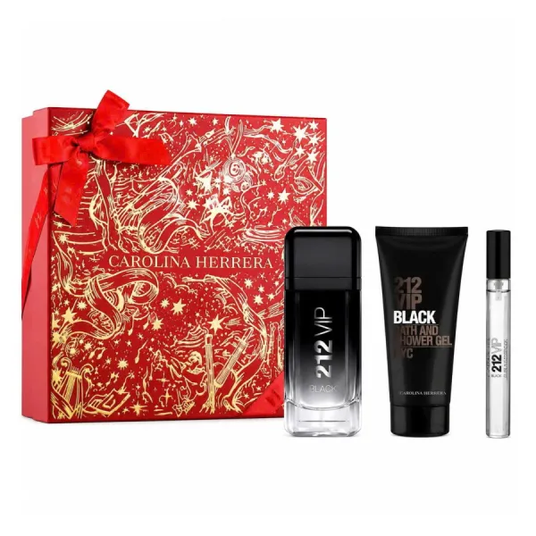 Set Nước Hoa + Sữa Tắm Cho Nam Carolina Herrera 212 VIP Black EDP (100ml + Mini 10ml + Shower Gel 100ml)