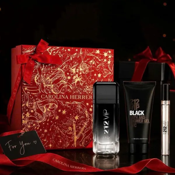 Set Nước Hoa + Sữa Tắm Cho Nam Carolina Herrera 212 VIP Black EDP (100ml + Mini 10ml + Shower Gel 100ml)