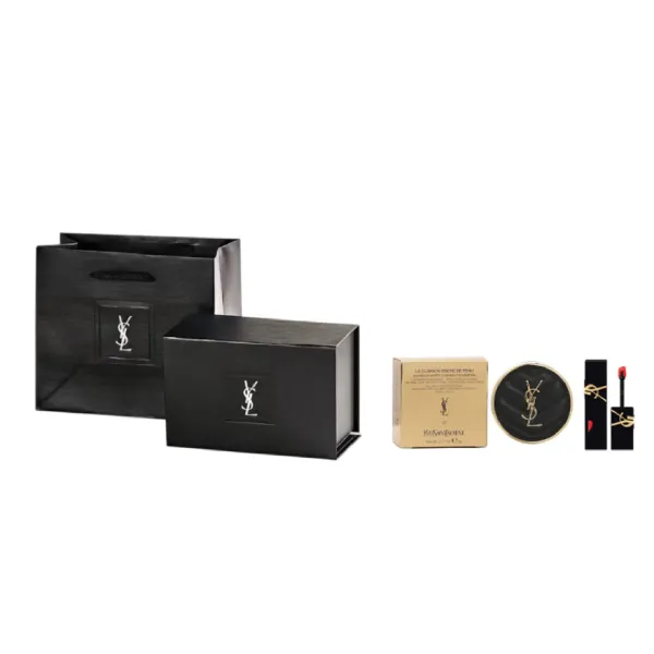 Set Phấn Nước Và Son Môi Yves Saint Laurent YSL Le Encre De Peau Luminous Matte Mini + 202 Coral Sensation Kèm Túi Hộp