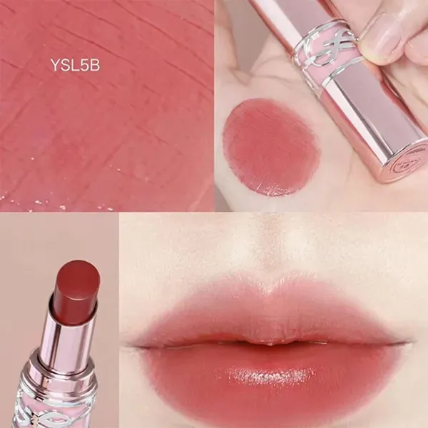 Set Son Dưỡng Yves Saint Laurent YSL Loveshine Candy Glow Balm 5B Nude Crush Màu Đỏ Nâu + Hộp Quà Limited
